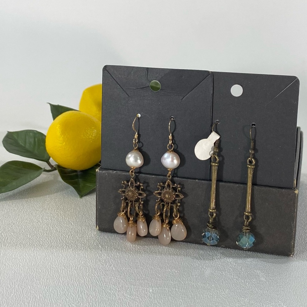 NEW Chandelier Drop Earrings 2 Pair Bundle Romantic Retro Elegant Pastel Girly